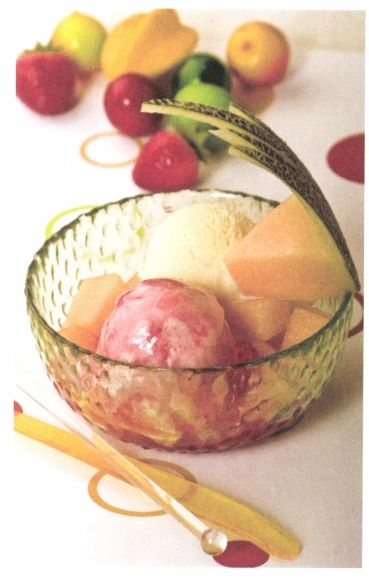 哈密瓜草莓冰淇淋